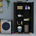 Ver imagem 4 de Armário Multiuso Organizador Laundry em Mdf 194cm – 2 Portas:preto