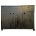 Ver imagem 1 de Buffet Industrial de Ferro e Madeira na Cor Preta com 3 Portas e 2 Gavetas