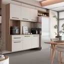 Ver imagem 1 de Kit Completo de Armário Cozinha Clean Aéreo 6p P/apartamento:nature Off White