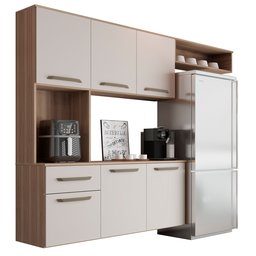 Kit Completo de Armário Cozinha Clean Aéreo 6p P/apartamento:nature Off White - 2