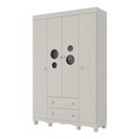 Ver imagem 2 de Guarda-Roupa Infantil 122cm com Vidro 4 Portas e 2 Gavetas Suspiro Multimóveis MP4458 - Off White