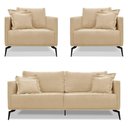 Ver imagem 1 de Kit 2 Poltronas E Sofá 2 Lugares 1,80m Dourado Pés Metálicos