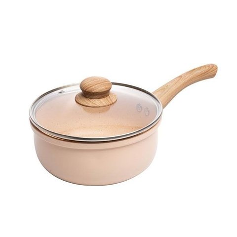 Panela Indução Tampa 16cm Bege Alumínio Revestimento Cerâmico