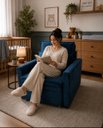 Ver imagem 6 de Poltrona Sofá Cama Solteiro Assento Dobrável no Veludo Azul