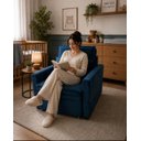 Ver imagem 6 de Poltrona Sofá Cama Solteiro Assento Dobrável no Veludo Azul