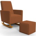 Ver imagem 1 de Poltrona de Amamentação com Balanço e Puff Ravena W01 Bouclê Terracota - Lyam Decor