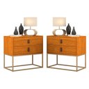 Ver imagem 1 de Kit 2 Mesas de Cabeceira Unic 60 Naturale com Base em Metalon:naturale/dourado