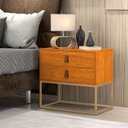 Ver imagem 2 de Kit 2 Mesas de Cabeceira Unic 60 Naturale com Base em Metalon:naturale/dourado