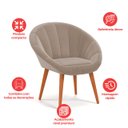 Ver imagem 5 de Kit 8 Poltrona Sala Decorativa Sofia Veludo Bege Pés Palito Castanho - Arkell