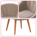 Ver imagem 6 de Kit 8 Poltrona Sala Decorativa Sofia Veludo Bege Pés Palito Castanho - Arkell