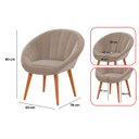 Ver mais imagens de Kit 8 Poltrona Sala Decorativa Sofia Veludo Bege Pés Palito Castanho - Arkell