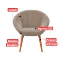Ver imagem 7 de Kit 8 Poltrona Sala Decorativa Sofia Veludo Bege Pés Palito Castanho - Arkell