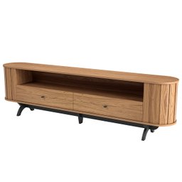 Rack Curvo para Tv de até 75" com 02 Gavetas 220cm 100% Mdf Tb302 Dalla Costa-freijó/preto Fosco - 4