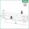 Rack Curvo para Tv de até 75" com 02 Gavetas 220cm 100% Mdf Tb302 Dalla Costa-freijó/preto Fosco - 3