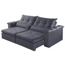 Ver imagem 1 de Sofá B010 3 Lugares Retrátil e Reclinável 210cm Cinza Escuro Veludo Meu Sofá Online