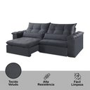 Ver imagem 4 de Sofá B010 3 Lugares Retrátil e Reclinável 210cm Cinza Escuro Veludo Meu Sofá Online