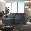 Ver imagem 5 de Sofá B010 3 Lugares Retrátil e Reclinável 210cm Cinza Escuro Veludo Meu Sofá Online