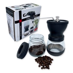 Moedor de Café Manual Vidro Plastico Inox Ceramica - Preto - 3