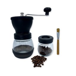 Moedor de Café Manual Vidro Plastico Inox Ceramica - Preto - 7