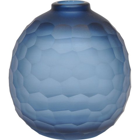 Vaso Moana Decorativo Cachepô Enfeite 16x15x15cm Vidro Azul