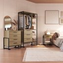 Ver imagem 1 de Conjunto Quarto Industrial Closet, Sapateira, Cômoda e Mesa de Cabeceira Marrom/Preto/Oak