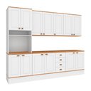 Ver imagem 1 de Cozinha Completa Aspen 13 Portas 4 Gavetas com Vidro Branco/Cinamomo - Fellicci