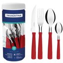 Ver imagem 4 de Faqueiro Tramontina New Kolor Vermelho 24 Peças Aço Inox no Pote