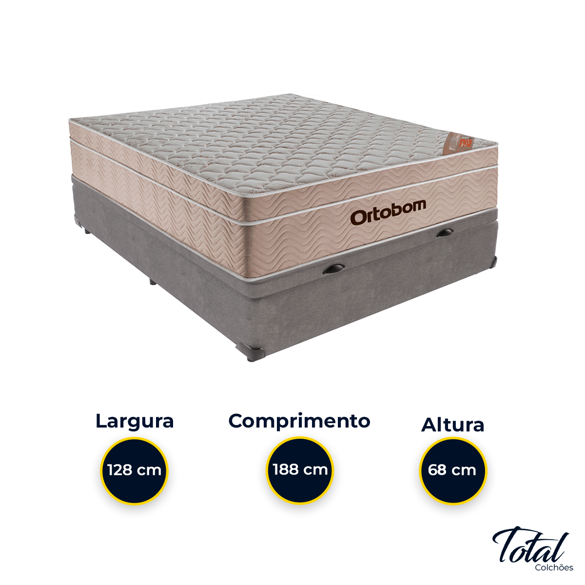 Cama Box Baú Viúvo Cinza e Colchão Airtech Springpocket Molas Ensacadas Ortobom - 3