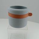 Ver imagem 2 de Vaso Decorativo Enfeite Planta Aparador com Cinta Cerâmica 14x15x15cm Azul
