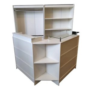 Kit Balcão + Cabideiro + Prateleira Loja 100% Mdf Branco - Suprema Móveis