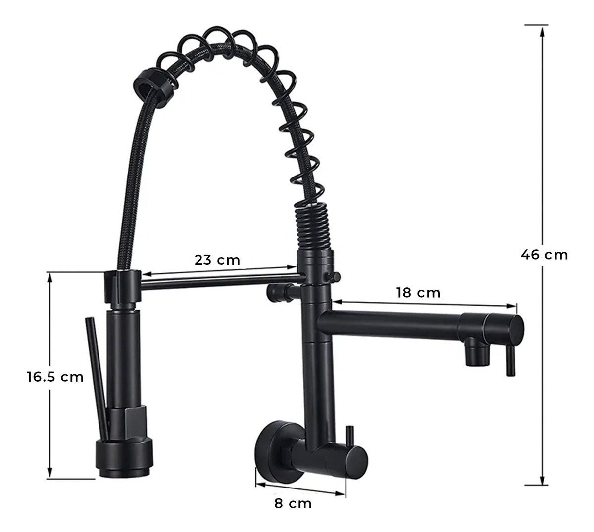 Torneira de Cozinha de Parede Gourmet Cor Preta Aço Inox 304 - Brinovar - 7