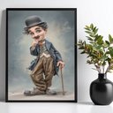 Ver imagem 1 de Quadro Charlie Chaplin - Caricatura 45x34cm:moldura Preta