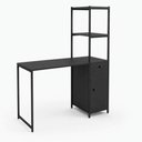 Ver imagem 4 de Escrivaninha Siena com Armário e Prateleiras Industrial 1 Gaveta MDF e Aço Carbono 122cm Preto Klm