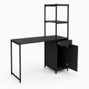 Ver imagem 2 de Escrivaninha Siena com Armário e Prateleiras Industrial 1 Gaveta MDF e Aço Carbono 122cm Preto Klm