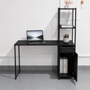 Ver imagem 1 de Escrivaninha Siena com Armário e Prateleiras Industrial 1 Gaveta MDF e Aço Carbono 122cm Preto Klm