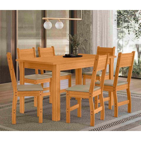 Conjunto Mesa de Jantar Bellagio com 6 Cadeiras Milano Poliman Móveis