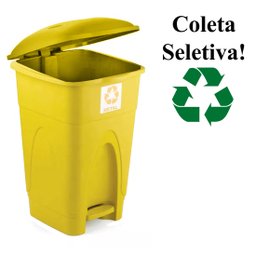 Lixeira Cesto Pedal 30l Coleta Seletiva Reciclagem Amarelo - 4