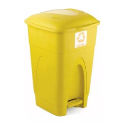 Lixeira Cesto Pedal 30l Coleta Seletiva Reciclagem Amarelo - 1