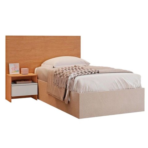 Painel Cama Box Madeirado - Prime 1 Mesa C/ 1 Gaveta Solteiro Freijo Cumaru Fendi - Novo Horizonte