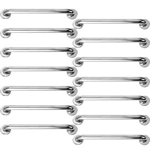Barra Alça Apoio 50Cm Aço Inox Kit 14 Uni Gestante Idoso Cadeirante PCD Acessibilidade Banheiro Box 