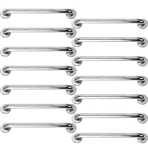 Barra Alça Apoio 50Cm Aço Inox Kit 14 Uni Gestante Idoso Cadeirante PCD Acessibilidade Banheiro Box 