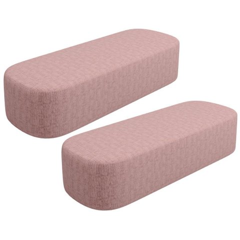 Kit 02 Puffs Decorativo Orgânico para Living Quarto 140cm Doha W01 Linho Rosa - Lyam Decor