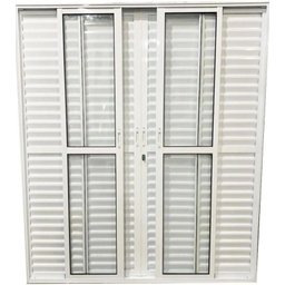 Porta de Aluminio Balcão 6 Folhas com Fechadura Linha Premium:2,10 X 1,50/branco - 1