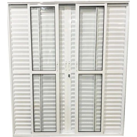 Porta de Aluminio Balcão 6 Folhas com Fechadura Linha Premium:2,10 X 1,50/branco