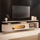 Ver imagem 1 de Rack Tv 85 Pol 220cm 2 Portas com Led Dalya Off/champanhe H01 - Mpozenato