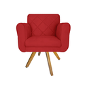 Ver imagem 1 de Poltrona Decorativa Com Base Giratória De Madeira Recepção Isabella Suede Vermelho - LM DECOR