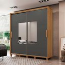 Ver imagem 3 de Guarda Roupa Casal 228cm Portas Correr Com Espelho Monte Carlo RV Móveis Cinamomo/Grafite