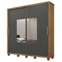 Ver imagem 1 de Guarda Roupa Casal 228cm Portas Correr Com Espelho Monte Carlo RV Móveis Cinamomo/Grafite