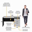 Ver imagem 3 de Escrivaninha Mesa Escritório 135cm 3 Gavetas Multimóveis Cr25313 Cinza Preto