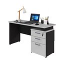 Ver imagem 2 de Escrivaninha Mesa Escritório 135cm 3 Gavetas Multimóveis Cr25313 Cinza Preto